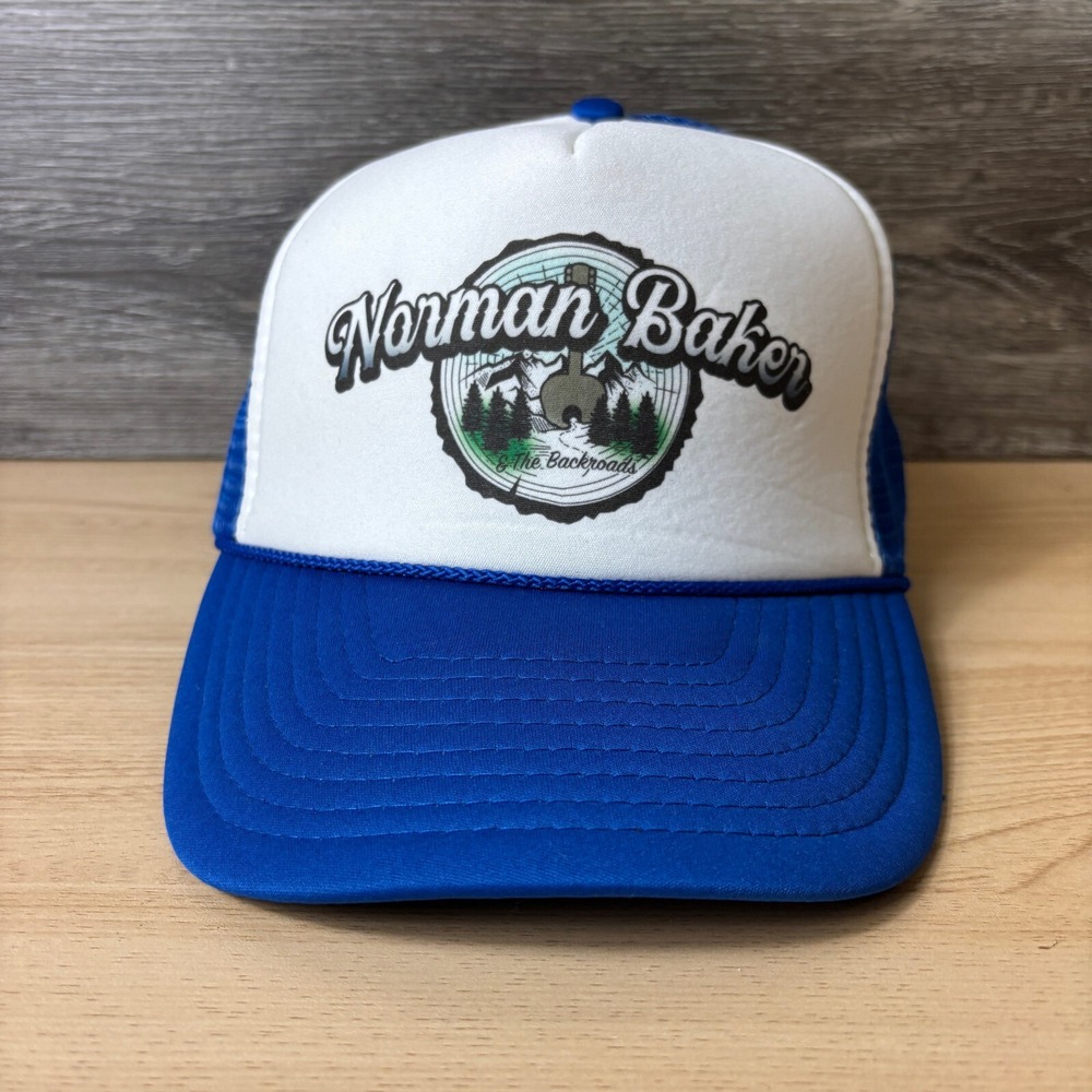 Norman Baker Hat Cap Snapback Blue‎ Trucker Backroads Music Adjustable